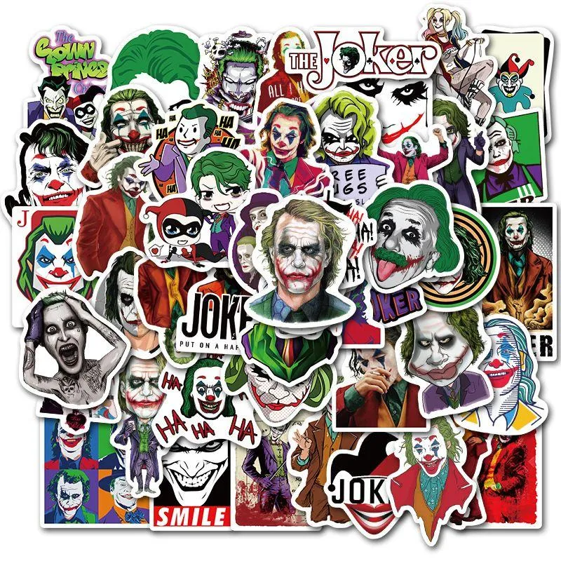 Die Joker-Aufkleber, wasserdicht, Autoaufkleber für Kühlschrank, Gepäck, Moto, Auto, Koffer, Mode, Laptop, Aufkleber, 50 Stück, 1 Opp-Beutel, freies Schiff