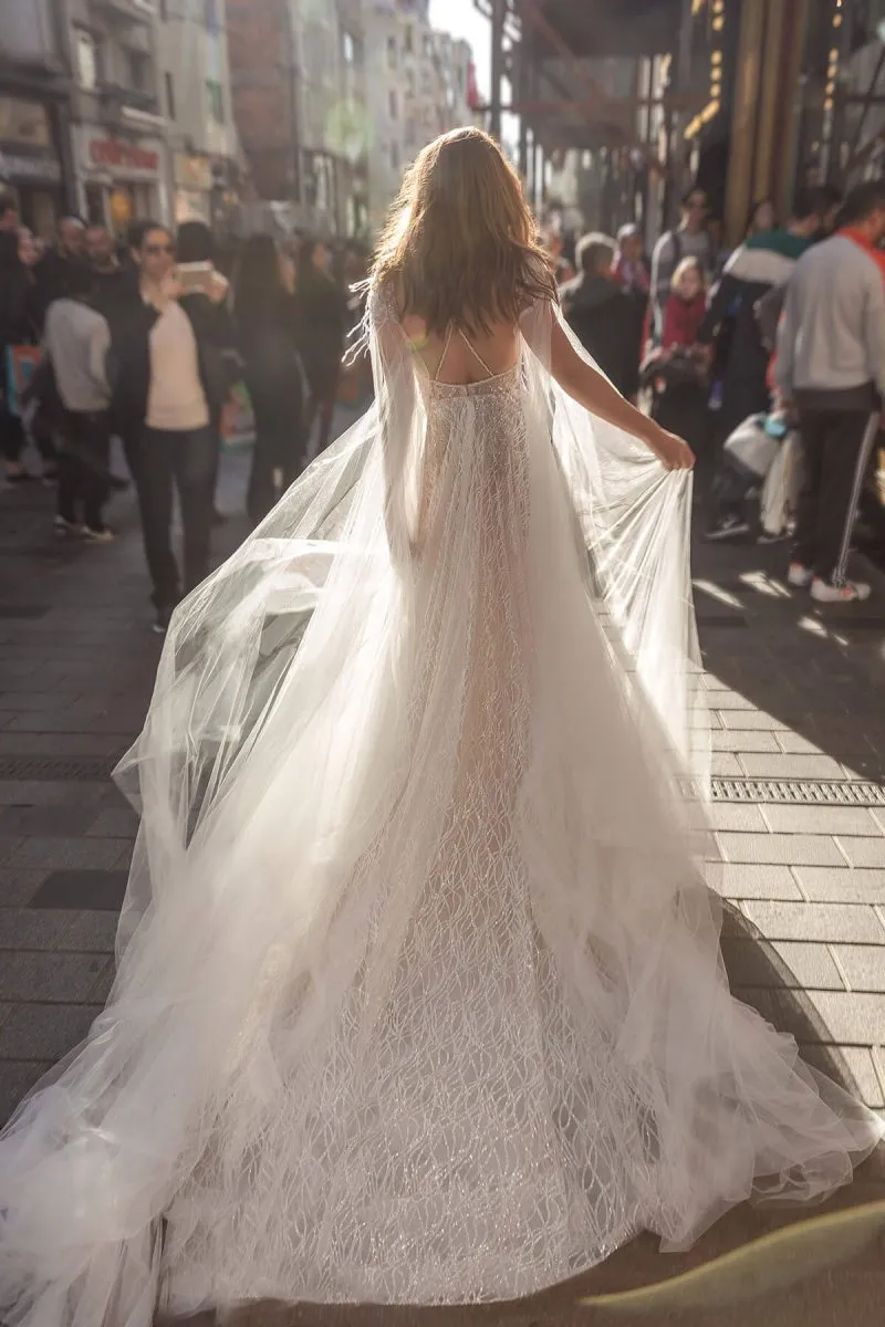 Elegant A Line Wedding Dress With Lace Applique Feather Sequins And Sweep Train Short Sleeves Wrap Hoolow Style Robe De Mariee From Kuaileju 198.37 DHgate.Com