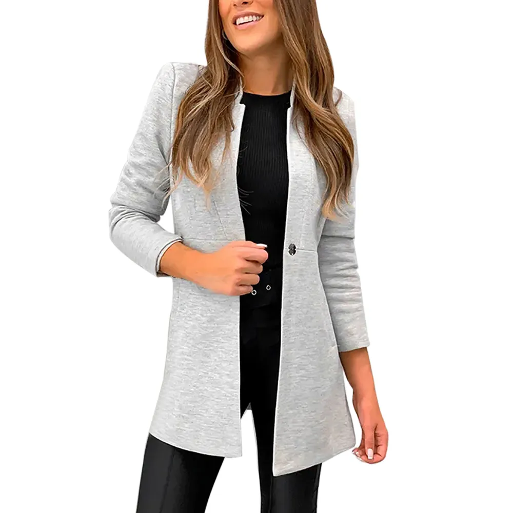 2019 New Women Mid-Comprimento Trench Coat Blazer Slim Fit Terno Casaco de Lã Feminino Primavera Botão Outono Sólido Outwear Roupas