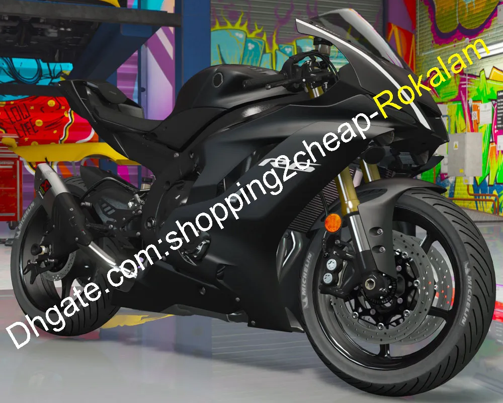 Feedings ABS Set YZF600 para Yamaha YZF R6 Parts 2017 2018 2019 2020 YZF-R6 YZF-600 Kit de Feira Sportbike Matte Preto (Moldagem por Injeção)