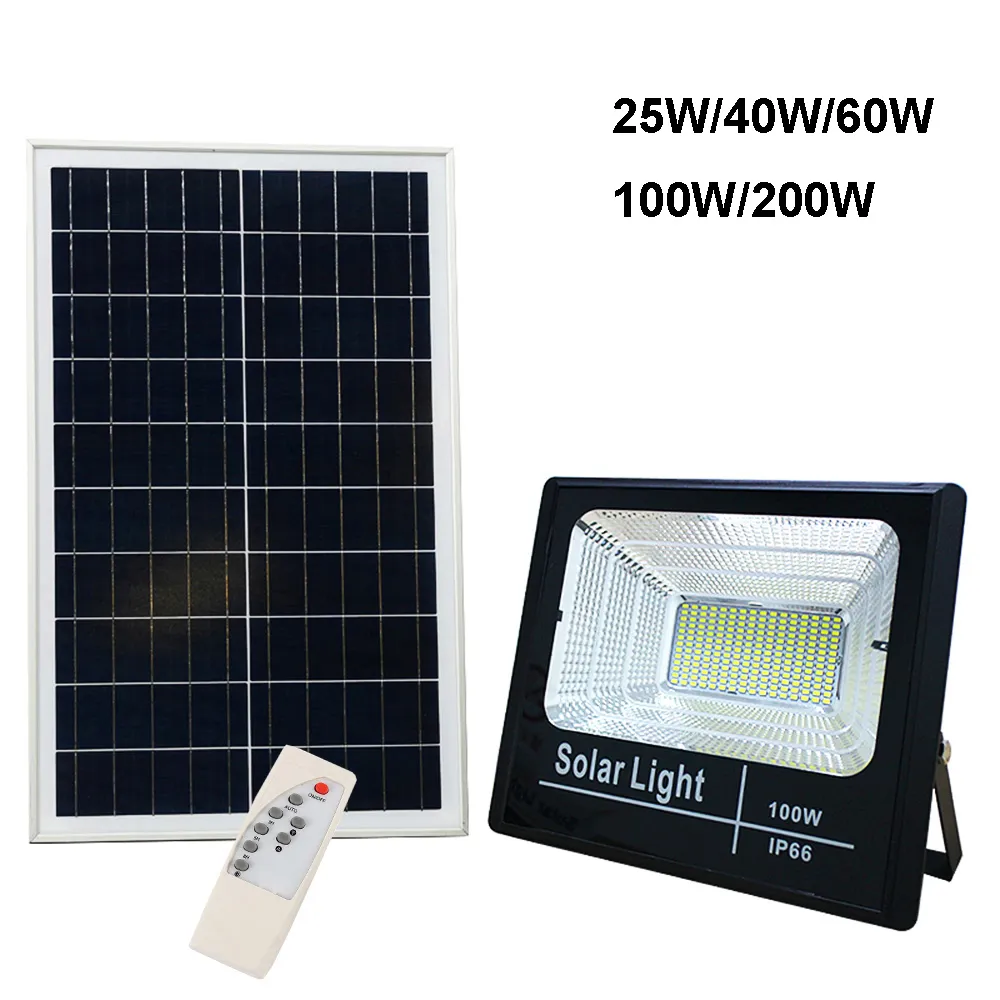 LED Solar Light Flood Lamp 25W 40W 60W 100W 200W Spotlight IP66 Vit Auto Solar Lamp utomhus för Garden Street Garage1531321