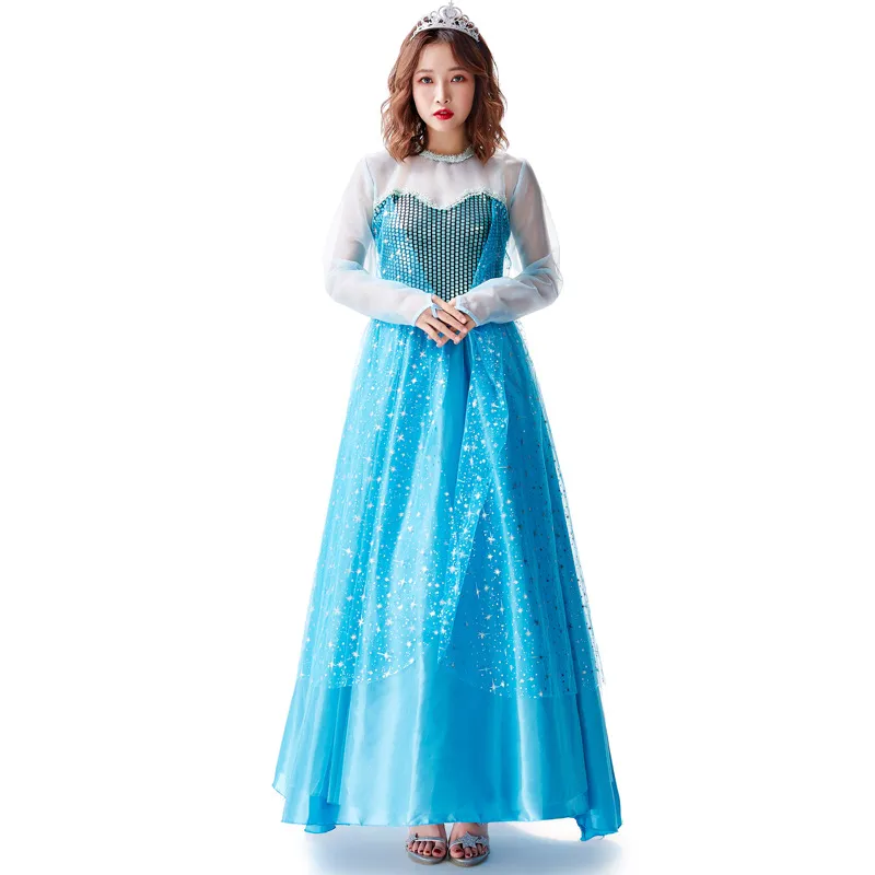 Adult princess dress short sleeve blue tulle broadcloth polyester costume  for women Mardi Gras carnival from Dhgate Theme Costume - price 29.14