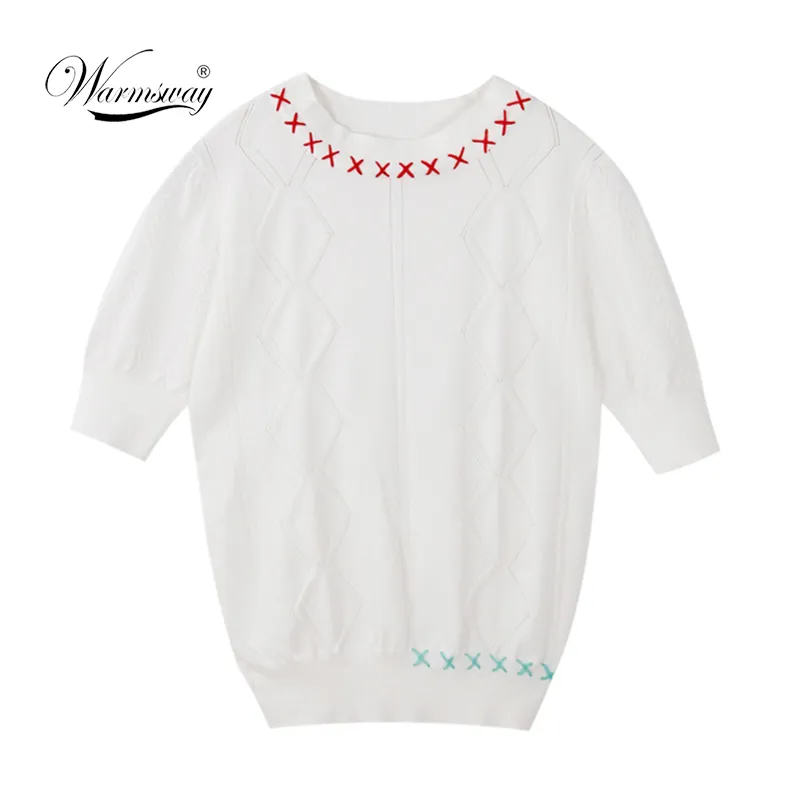 New Hollow out Tee shirt femme Harajuku Lace Up Short sleeve Sweet Ladies T Shirt Women Knitted Tops B-057