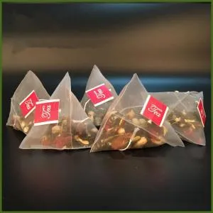 500 stks / partij theefilterzakken nylon met label lege wegwerp theezakjes thee infuser zeef zak heldere opbergtas 5.8 * 7cm ffa1445