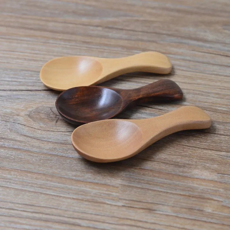 Mini Wood Spoon Teaspoon Condiment Utensil Tea Coffee Milk Spoon Kids Ice Cream Scoop Tableware Tool