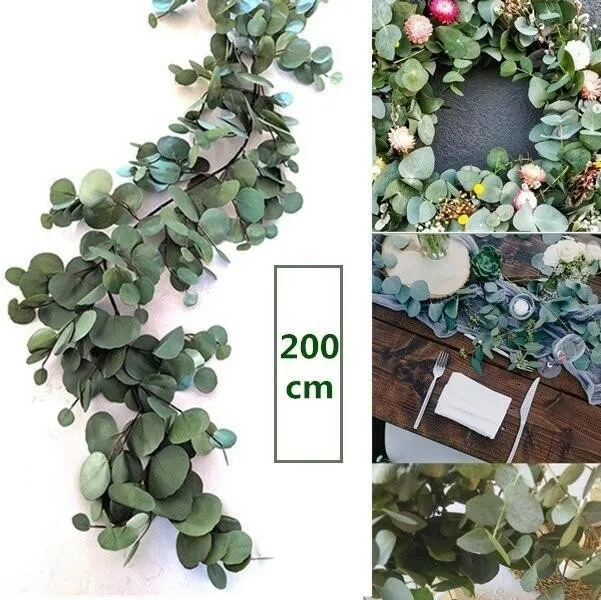 OJRTHDE Lot De 7 Longues Tiges D'eucalyptus Artificielles De 89,9 Cm De Haut Avec Feuilles De Pomme En Soie Blanche - Plantes De Printemps, Bouquet De Fête, Mariage, Arrangements Floraux, Accessoires