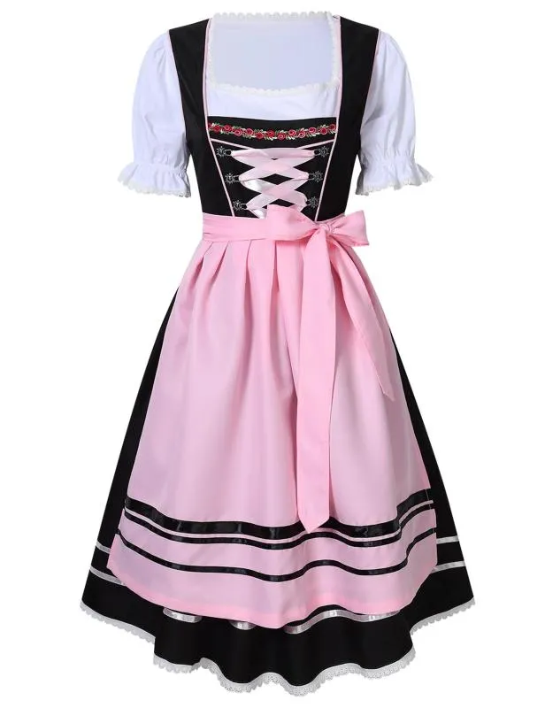 Costume Accessoires Dames Oktoberfest Dirndl Tavernière Festival Carnaval Déguisement Court 3PC Serveuse Bière Maid Fille Déguisement