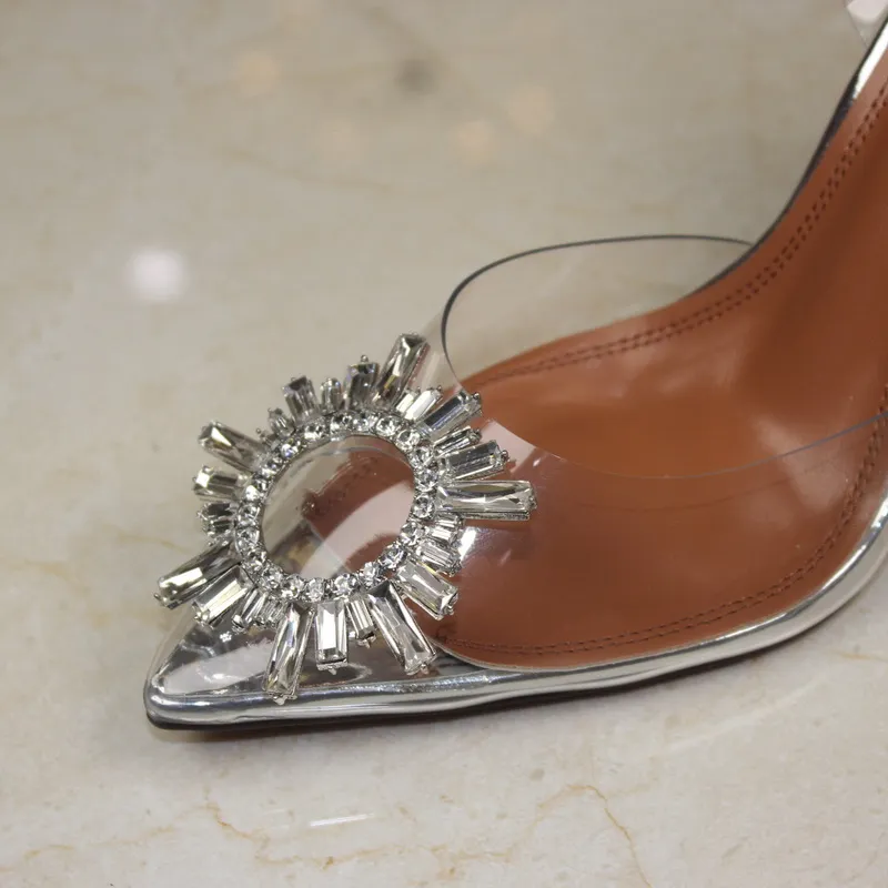 Hot Sale-ed Toe Jelly Shoes Fashion New Brand Shining Rhinestone Lady Wedding Party High Heel Sandals