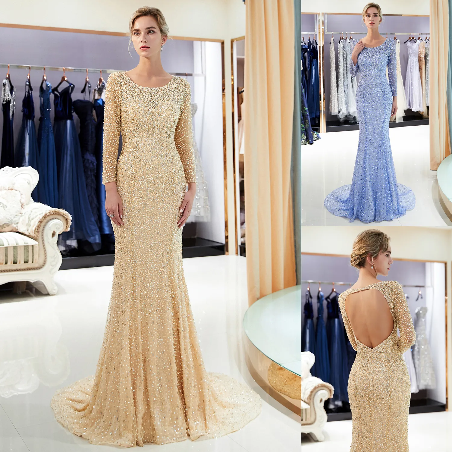 Long sleeve sales designer gowns
