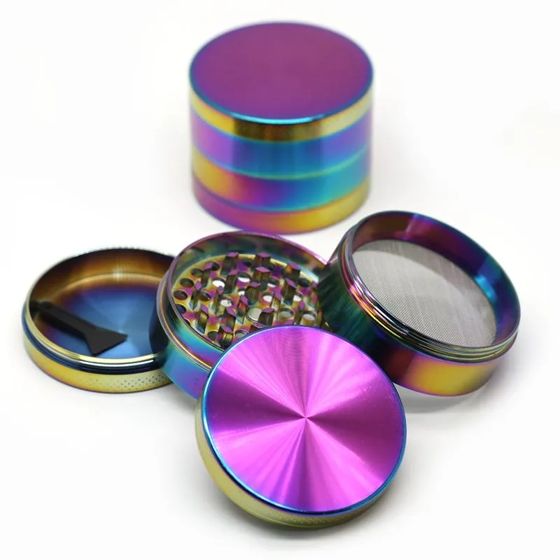 Rainbow Grinders Iceblue Zinc Alloy Metal Grinders 40/50/55/63mm Diameter 4 Parts Herb Grinders Herb Crushers Fast Shipping