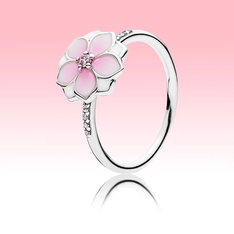 Różowe Kwiaty Kobiet Ring Piękna Letnia Biżuteria Dla Pandora 925 Sterling Silver Diamond Diamond Girls Pierścienie z oryginalnymi zestawami pudełek