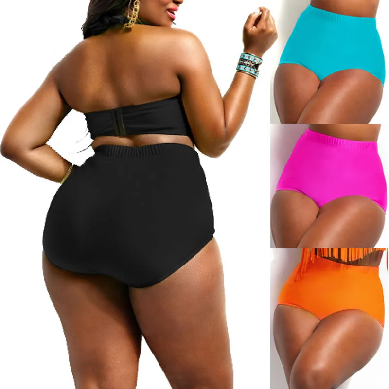 Seksowne damskie Hot Solid Jednoczęściowy Szorty bikini Krótkie Dolne Dolne Brazylijskie Wysokie Waist Swimwear Beachwear Kostium kąpielowy Plus Size