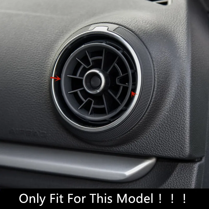 Central Air Conditioner Outlet Circles Dekorativa klistermärken Trim för Audi A3 8V 2013-2019 Bilstyling Interiör Modified284Y