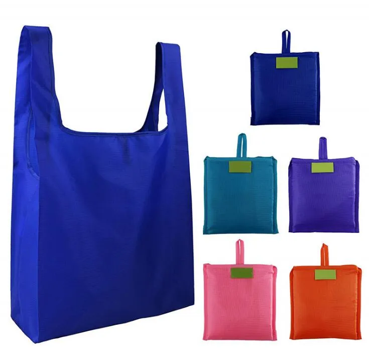 DHL 100 Uds bolsa de compras ecológica 2020 nueva promoción Oxford simple bolsa de almacenamiento de comestibles reutilizable plegable creativa 9 colores