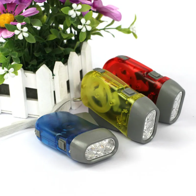 3LED Hand Press Flashlight Torch Camp Light Plastic Dynamo Energy Saving Flashlight Night Light Outdoor Hand Press Crank Torches DBC VT0417