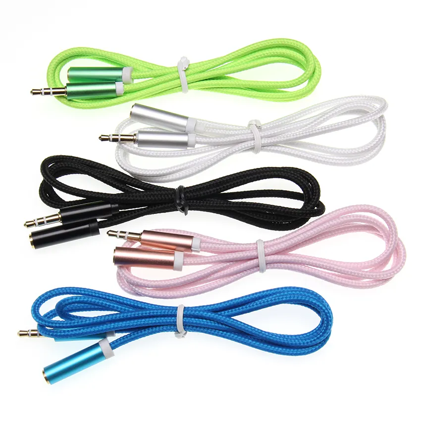 1M 3ft 3.5mm Jack Audio Extension Aux Cable Male to Female AUX Stereo Cord For Car Phone Headphone Speaker MP4 PC