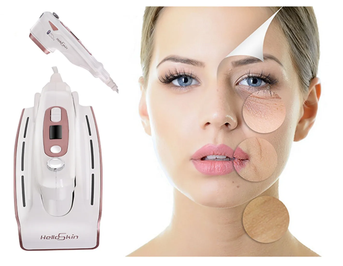 Portable Helloskin Ultrasound Hifu Machine Face Lifting Skin Tighten Skincare Tools Anti Aging Eye Bags Wrinkle Removal Salon and Home Use