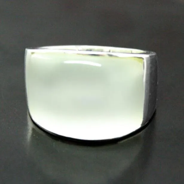 Jolebryr Jade Ring 7 20mm 925 Sterling Silver Natural Clear White Opal Ring Size 7 8 9 10 312M