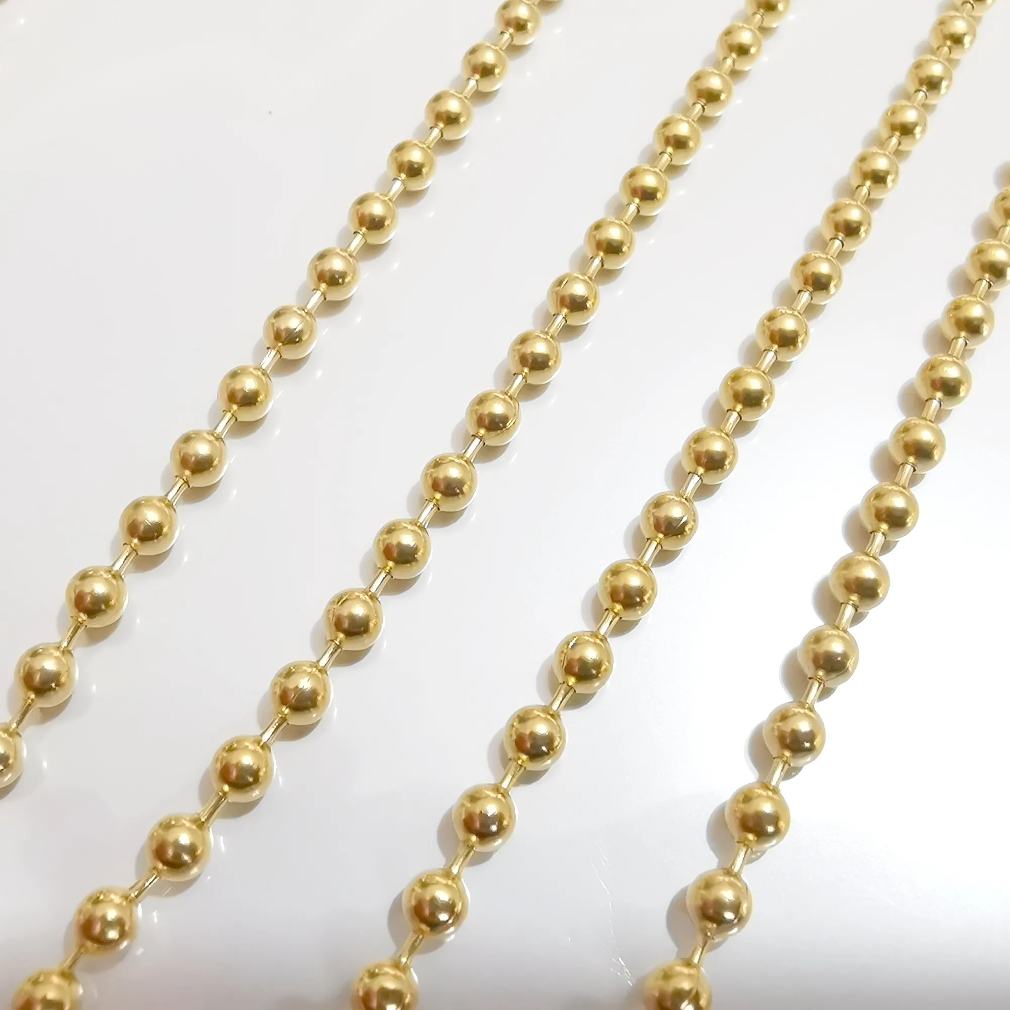 Lot 5 stks in Bulk Stianless Steel Gold Fashion Beads Beaded Collier 3mm 18-32 '' Dames Heren Sieraden