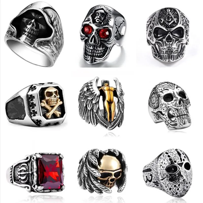 Anello da uomo in acciaio inossidabile punk gotico Anelli con teschio hip-hop vintage per uomo Accessori per gioielli Steampunk