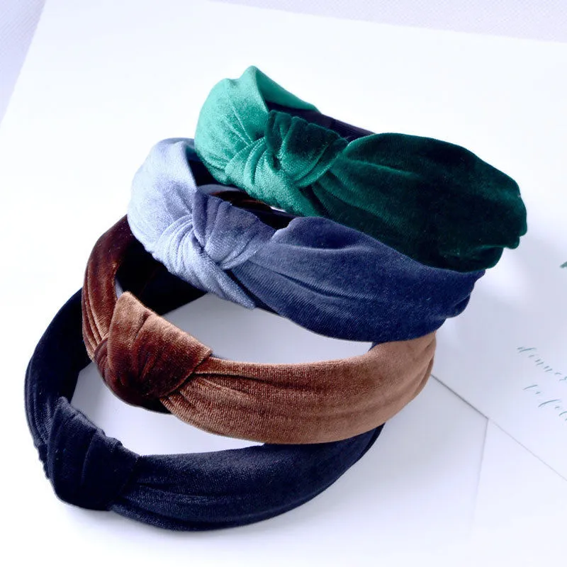 Nowy modny krzyżowy opasek na głowę Ed Turban Hair Band Elasted Velvet Bow Hoop Hair Akcesoria HEADWRAP186W