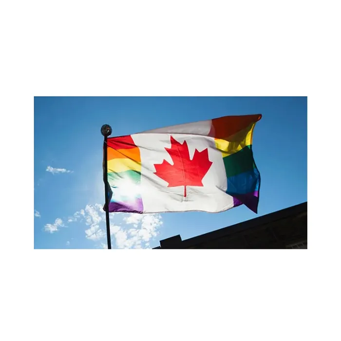 канада-rianbow флаг, 3x5 150x90cm трафаретная печать 90% Bleed Полиэстер Ткань Баннеры Реклама Крытый Использование, перевозка груза падения