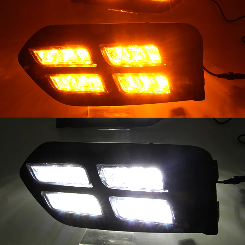 1 Zestaw LED DRL Światło do jazdy dziennej dla Honda City 2017 2018 2019 Daylight Lampa przeciwmgielna Pokrywa z żółtą obrotową funkcją