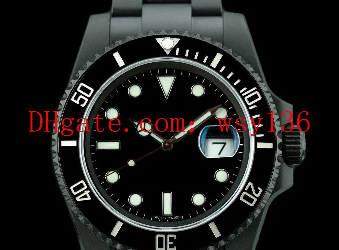 Montre de luxe pour hommes avec date, noir 116610, acier inoxydable PVD, 40 mm, mouvement mécanique automatique, montres pour hommes