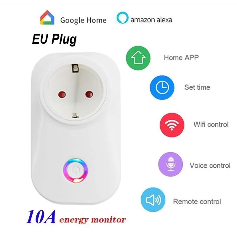 10A EU 플러그 무선 무선 WiFi 스마트 소켓 전원 WiFi 원격 제어 Alexa Phones App Remote Control IOS Android