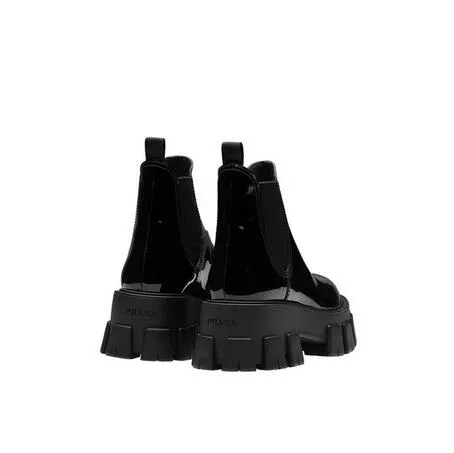 Prada monolith patent leather sales booties