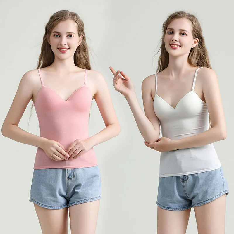 Adjustable Tank Top Modal Big Girls Bra Cup Without Steel Ring Seamless One  Piece Rimless Bra Sling Camisole Cami Tops Shirt M406 From 2,75 €