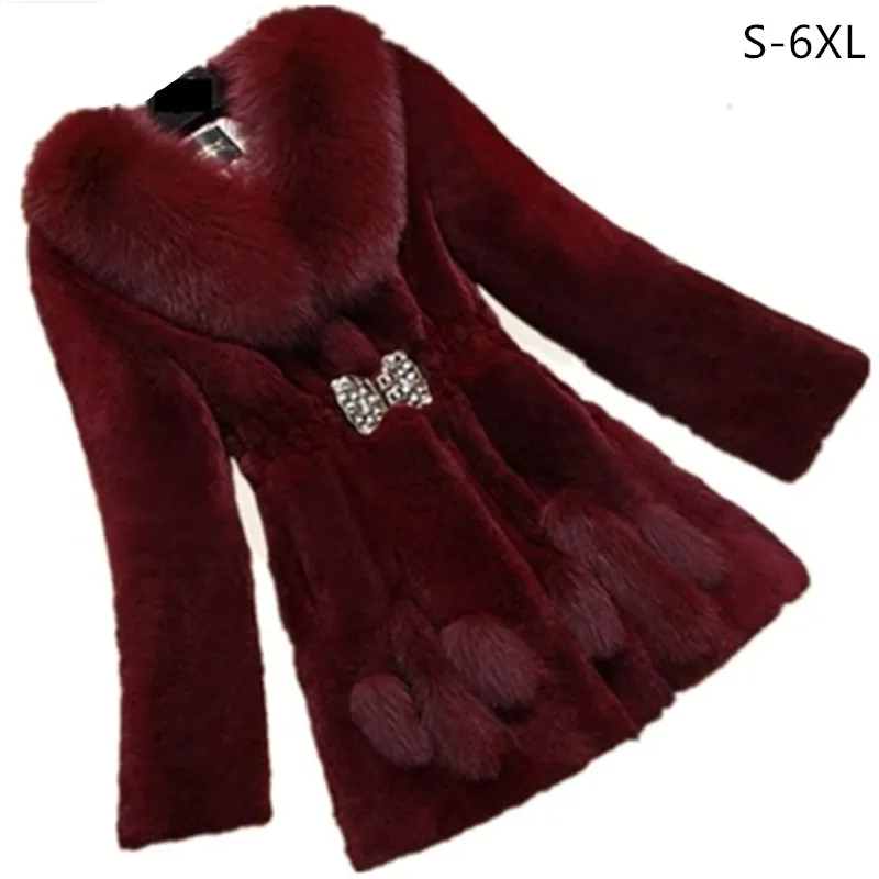 6XL grande taille hiver veste en fausse fourrure femmes coréen col de fourrure artificielle manteau chaud veste haut de gamme mode manteaux longs AS928