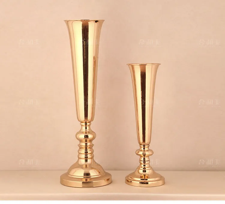 Ny stil guld lång bröllop blomma stativ dekoration / nej den upplysta mittpunkten / metall pelaren best0953