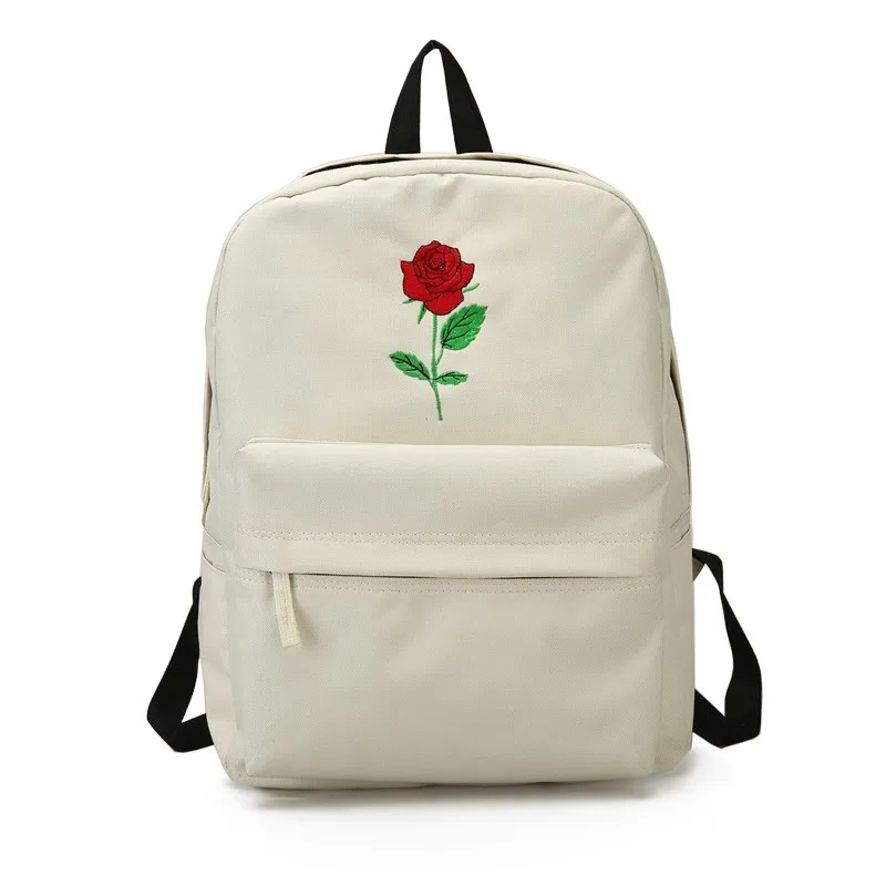 Großhandel - Rose Nette Frauen Rucksack Schultaschen für Teenager Mädchen Damen Bagpack Canvas Stoff Schwarz Rucksack Femalbag