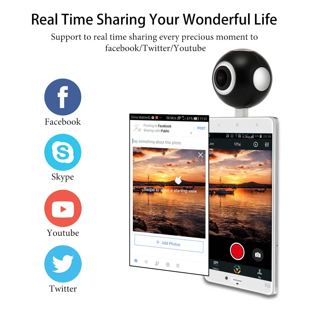 Phone Facebook 360 Vr Facebook Vr Cam 3d Panoramic Camera 360