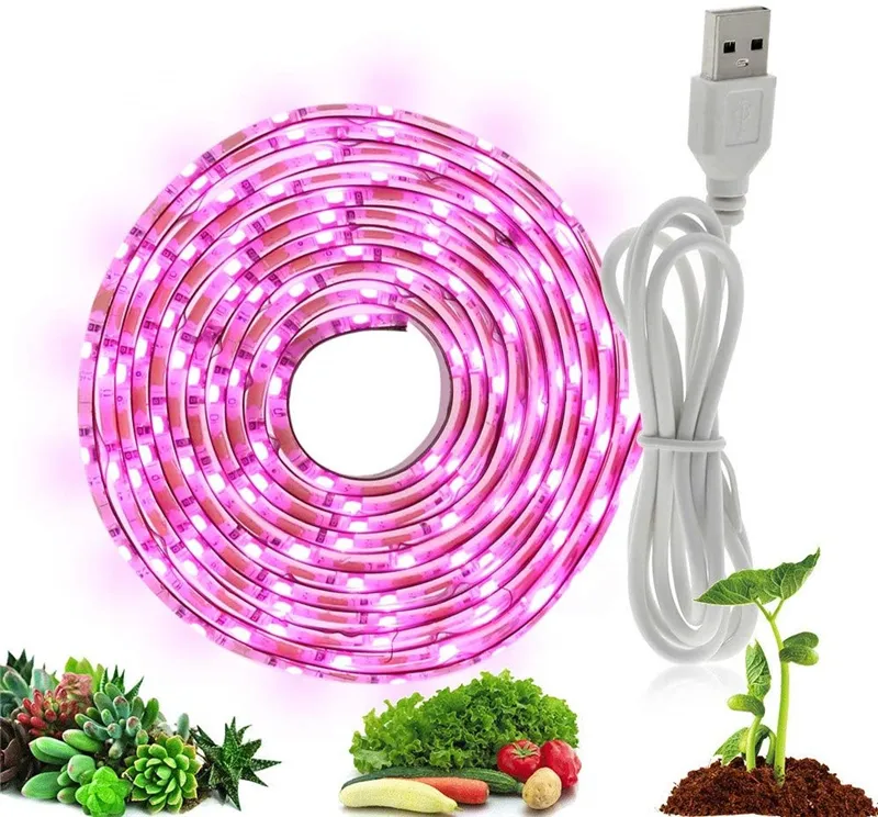 LED Grow Light Pianta a spettro completo Grow Strip Light USB 5V 2835 SMD Lampada flessibile per piantina di fiori per piante da interno