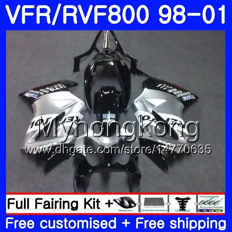 Body for Honda Interceptor VFR800R VFR800 1998 199HM.43 VFR 800RR VFR 800 RR Repsol Silver VFR800RR 98 99 00 01フェアリングキット