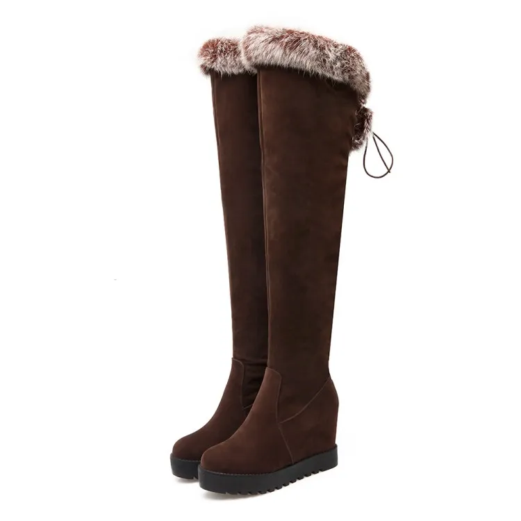 size 33 to 42 43 with box ViVi Lena over the knee thigh high boots wedge heel brown fur designer booties tradingbear