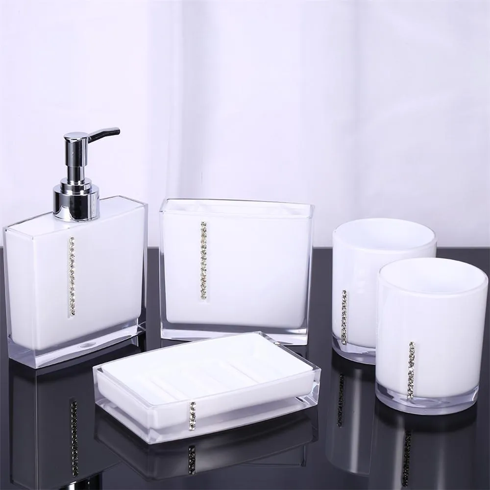 5Pcs Set Forniture per il bagno Set per il lavaggio Accessori per il bagno per la famiglia Set di portaspazzolino in acrilico A209s