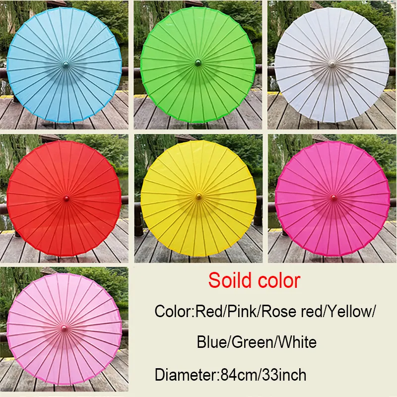 82CM Traditional Silk Fabric Paper Japanese Umbrella With