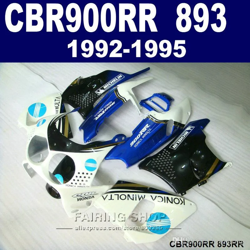 Hoogwaardige Fairing Kit Honda CBR900RR CBR 893 1992-1995 Zwart Wit Blue Backings Set CBR 900 RR 09 10 11 AA23