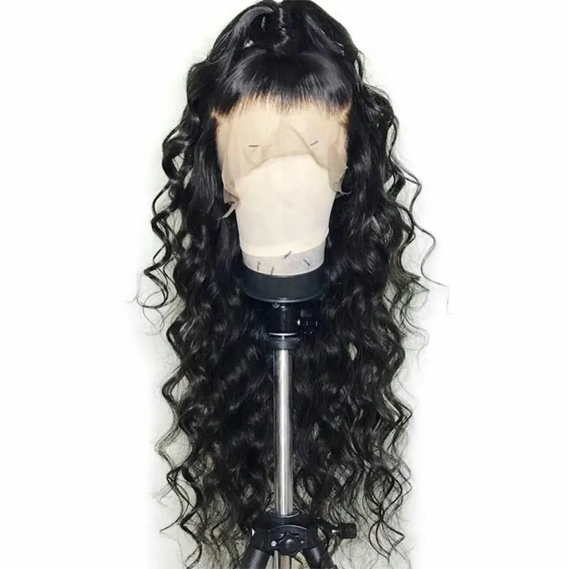 360 parrucca di capelli umani onda frontale del merletto parrucca a onde sciolte brasiliana di densità del 130% con i capelli del bambino per le donne nere colore naturale 14 pollici