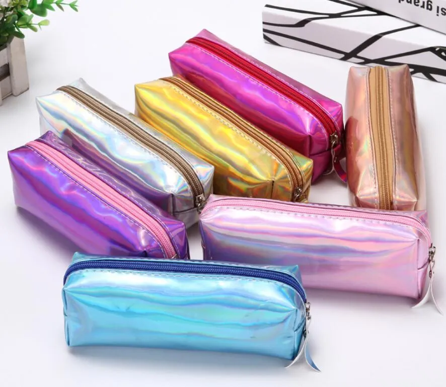 Transparent Cool Pencil Case Super Shiny Laser Pencils Bags pen case girl  gift