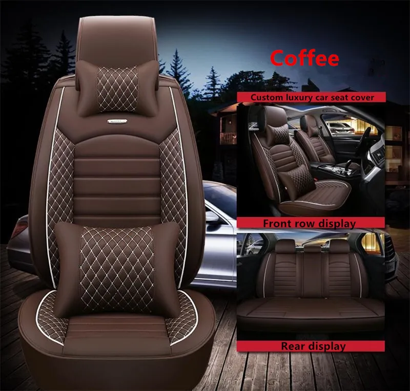 Bilsäte Cover Universal Set för Mercedes-Benz SLK250 350 Series Car Seat Cover Waterproof PU Leather Seat Cover3369