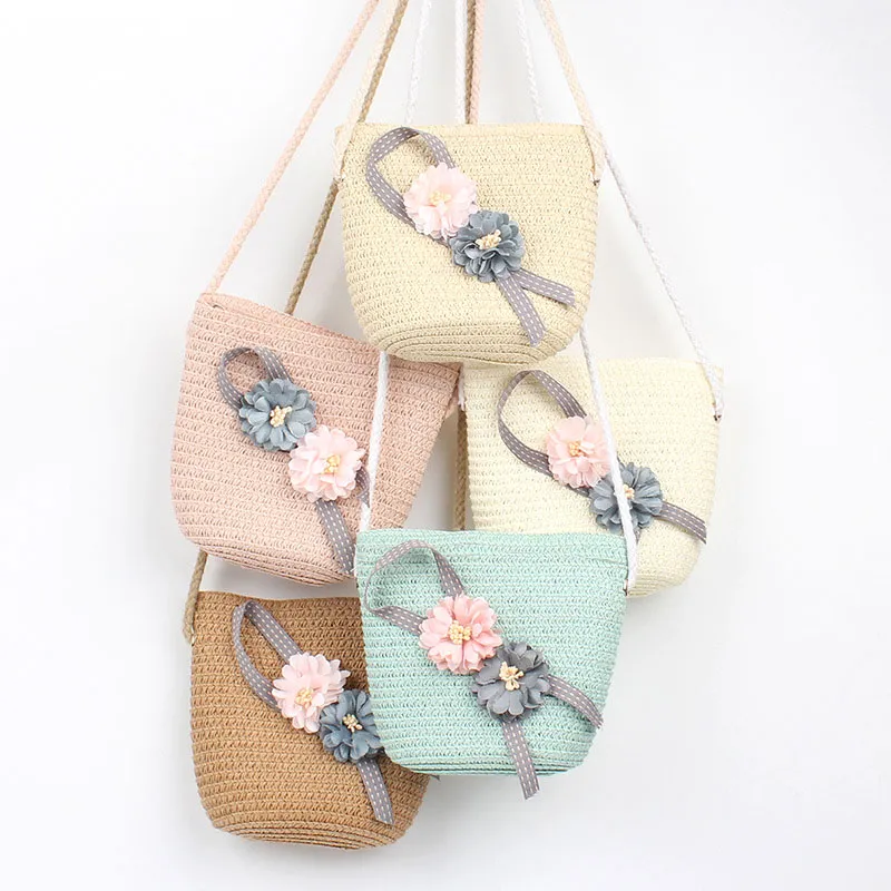 아이 여자 짚 가방 여름 boho 핸드백 여자 messenger bag flower crossbody 여행 해변 D20