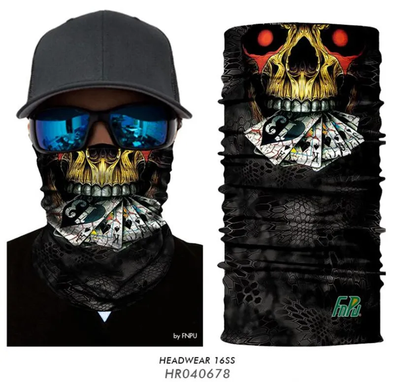 3D Seamless Camo Skull Mask Magic Neck Gaiter Gesichtsmaske Head Shield Sport Camping Radfahren Angeln Bandana Stirnband Schal Männer Wome