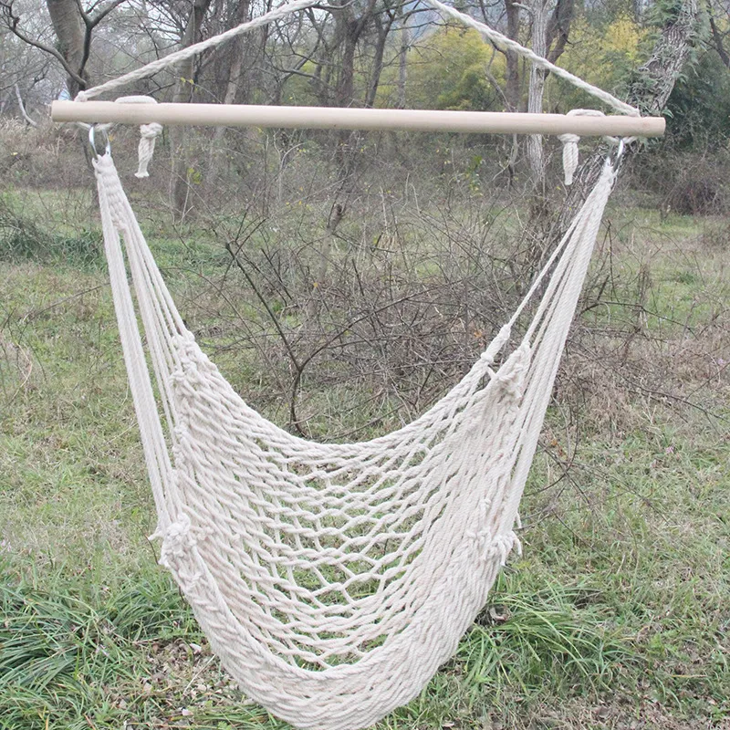 120x90cm Trädgård Hängmatta Swing Stol Tjock Mesh Bomull Rope Hammocks sovsal Sovrum Hängande gungor Utomhus Camping Tillbehör 42XL B2