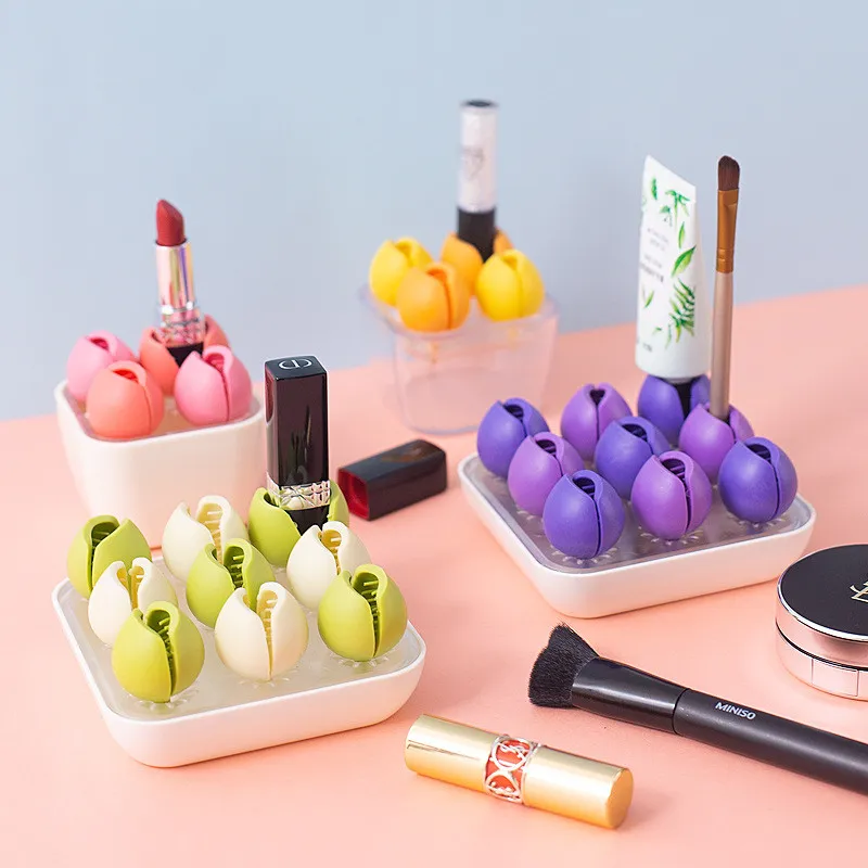 Creative Lipstick Storage Box Makeup Silicon Organizer Organizador Jewelry Cosmetic Display Stand Flower Seed Organiza yq02169