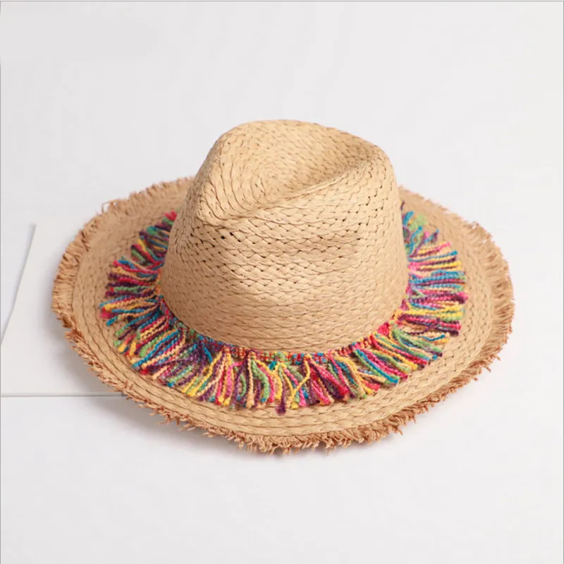 2020 جديد الصيف rafi القش قبعة المرأة أزياء الشرابة عطلة شاطئ الشمس قبعة السيدات الفتيات الجاز جديد chapeau فام
