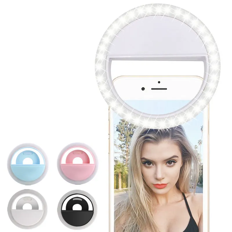 RK12充電式のユニバーサルLED Selfie Light Ring Light Flash Lamp Selfieリング照明カメラ写真iPhone Samsung S10 Plus